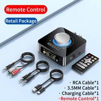 M5 LED Display Bluetooth Audio Transmitter Receiver 3.5mm AUX R/L RCA TF/U-Disk Jack Stereo Wireless Adapter IR Control With Mic black