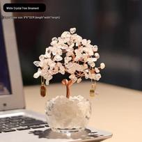Citrine and Amethyst Wealth Tree Feng Shui Desktop Ornament 6 Branches beige
