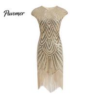Flowing Fringed Hem Dress Women Sequin Vintage Prom Party Evening Sleeveless Round Neck Lady Back Zipper Closure Sheath Slim Fit Mid-length M gray