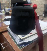 Vilnonė fezo kepurė kepurės viršus su ventiliacijos anga hui kepurė etninė kepurė odinis prakaito dirželis galima pridėti kutą L（58-60cm） black