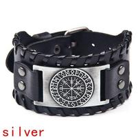 Retro Wide Leather Pirate Compass Bracelet for Men Celtic Viking Compass Bracelet Jewelry Male Accessories Gifts To Boyfriend black