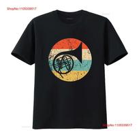 Prancūzų ragas Marškinėliai Muzikos instrumentas Siluetas Retro Grupė vintage Skalbtas grafika vyrams Minkštas XXXXL black