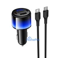 Car charger Hoco USB A + 2xUSB C PD QC3.0 57W with USB C to C cable Z69B black