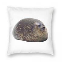 Chubby Seal Pillowcase Polyester Linen Velvet Printed Zip Decor Throw Pillow Case Car Cushion Cover 45X45 Peach skin 18*18(CM)-1Pcs gray