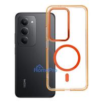 Case for Xiaomi Redmi 15 Frame Clear Hybrid Mag Cover compatible with MagSafe hermes orange