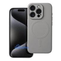 Case for iPhone 15 PRO Silicone Mag Cover compatible with MagSafe (camera protection) titanium gray