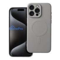 Case for iPhone 15 PRO MAX Silicone Mag Cover compatible with MagSafe (camera protection) titanium gray