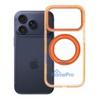 Case for iPhone 18 Pro Max / 17 Pro Max Frame Circle Stand compatible with MagSafe orange