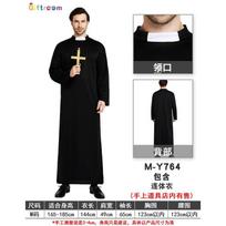 Halloween Costumes Western Party Prom Costumes Stage Show Men All Black Robe Godfather Cosplay Costumes one size fits all black