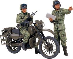 Tamiya 1/35 Military Miniature Series No. 245 Japan Ground Self-Defense Force Motorcycle Reconnaissance Set Plastic Model 35245 black
