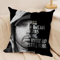 E-Eminem 8 Mile Hip Hop Cushion Cover Silky Short Plush Invisible Zipper Dustproof Sofa Pillow Case For Home Decor Peach skin 18*18(CM)-1Pcs gray