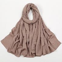 Plain Cotton Feel Wrinkle Hijab Scarf Woman Muslim Hijab Shawls Soft Long Wraps Solid Color Ladies Turban Elegant Headband Stole gray