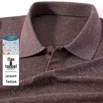 Men's Linen Tencel Blend Knit Polo Shirt 50 gray