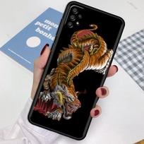Dėklas Samsung Galaxy A52 A12 A32 A51 A21s A71 A13 A53 A22 A31 A72 A03 A02s A41 Juodas Telefono Korpusas Tigras Gyvūnas Samsung A23 4G(5G)