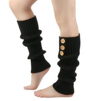 Women's Winter Plush Foot Warmer Stacking Hosiery Knitted Wool Hosiery Cover One Size black