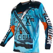MTB Downhill Mountain Bike Racing Shirts Men Quick Dry Long Sleeve Motocross Offroad Motorcycle Jersey Top S blue