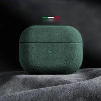 Italian Suede Leather Case For Airpods Pro 2 Airpods4 Luxury Artificial Leather All Inclusive Case Airpods3 Case Wireless Charge For AirPods Pro žalia