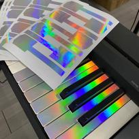 Spalvota klaviatūros plėvelė su lazeriniais klavišų lipdukais - Pianino apsauginis dangtelis ir baltų klavišų lipdukai. blue