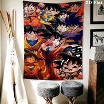 Son Goku Wall Tapestry Aesthetic Wall Hanging Printed Fabric Blanket Decorative Tapestries For Bedroom Living Room Home Decor 180cm x 230cm black