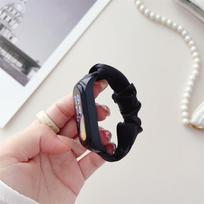 Šifoninė elastinga apyrankė, skirta Xiaomi Mi Band 7 6 5 dirželio audinio laikrodžiui, skirta Miband juostelės pakeitimo apyrankei Mi 7 black