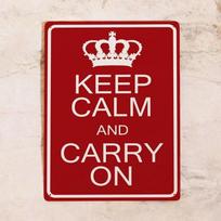 Išsaugokite ramybę ir tęskite (Keep Calm And Carry On) skardos ženklas, britiškas retro metalo dekoras 30x40cm brown