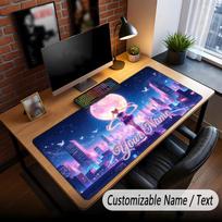 Custom Name Extended Mouse Pad,Sailor Moon Gaming Desk Mat For Home Office Desktop Decor 30cmx60cm brown