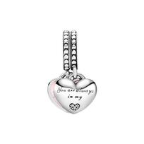 Pandora Mother and daughter's beautiful, fashionable and beautiful hearts, 925 silver pendant, women's model, silver 792072EN40 sidabras