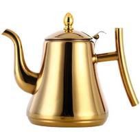 Thickened Stainless Steel Teapot Kettle Kettle Hotel Restaurant Home Induction Cooker Flower Teapot Coffee Pot 1L auksas