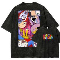 The Amazing Digital Circus Wash Shirt, Tadc Shirt, Jax Tee, Pomni Tshirt, Gangle Tshirt, Ragatha, Caine, Bubble, Zooble 120 gray