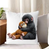 Cute Baby Monkey 2D Flat Print Peach Skin Cushion Cover Cartoon Chimp Throw Pillowcase For Kids Room Sofa Home Decor 45X45 50X50 Peach skin 35*35(CM)-1Pcs gray