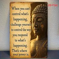 Buddha Inspirational Quote When You Cant Control Whats Happening Vintage Metal Tin Sign Retro Iron Painting Wall Art Decor 20x30cm（7.8x11.8inch）