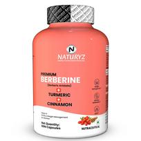 NATURYZ Premium Berberine + Cinnamon + Turmeric Weight Loss Supplement for Women | Supports in Management of PCOS & Hormonal Balance | Regulates