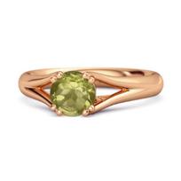 Peridot Elegant Bypass Solitaire Ring - 925 Sterling Silver Rose Gold Vermeil 6 rožinio aukso spalvos