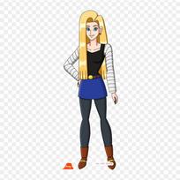 Pleistrai drabužiams, krepšiui, lygintuvu tvirtinami šiluminiai lipdukai, ilgi plaukai, Android 18, Android 18, Android 17, raštas, plaunami, šilumos perdavimo beige