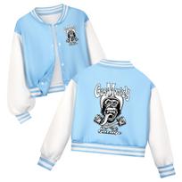 Gas Monkey Garage Print Kids Short Baseball Jacket Unisex Boys Girls Spring Autumn Casual Loose Children Outerwear Coat 160cm white