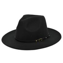 Retro vilnonė Fedora skrybėlė Elegantiška plačiabrylė Džiazo skrybėlė Vyrams Moterims Black black