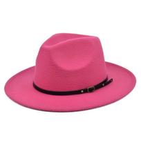 Retro vilnonė Fedora skrybėlė Elegantiška plačiabrylė Džiazo skrybėlė Vyrams Moterims Rose pink