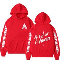 Anuel AA Real Hasta La Muerte Hoodie Men Women Fashion Aesthetic Hip Hop Sweatshirts Oversized Hoodies M red