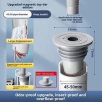 Drains Silicone Sealing Ring Pipe Sewer Kitchen Washing Machine Anti-Odor Drain Plug Floor Bathroom Accessories For 45-50mm gray
