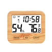 Indoor Digital Thermometer Hygrometer Alarm Clock Home Temperature Humidity Monitor LCD Screen Backlight ABS Table Thermometer 1m*1m&60mins&0.3 kg beige