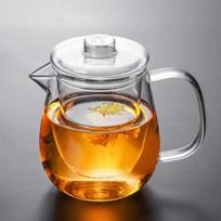 High temperature resistant glass teapot bubble teapot with filter flower teapot thickened penguin pot set tea set white