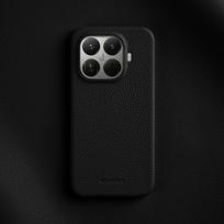 Melkco 100% natūralios odos dėklas Xiaomi 15T Pro, prabangus karvės odos dangtelis, verslo lychee rašto apsauginiai mobiliojo telefono dėklai for Xiaomi 15T Pro juoda