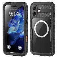 SHELLBOX Suderinamas su iPhone 16 Plus dėklu, suderinamas su MagSafe, IP68 atsparus vandeniui, skaidrus telefono dėklas