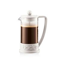 BODUM BRAZIL prancūziškas kavos virimo aparatas, 350 ml, nebaltas, nerūdijančio plieno filtras, stiklinis indas, panardinamas kavos virimo aparatas, originalus produktas, 10948-913 gray
