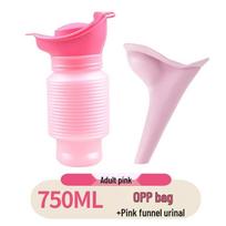 Moteriškas nešiojamas kelioninis pisuaras, skirtas naudoti lauke ir avariniais atvejais Pink telescopic urinal with pink (opp bag)