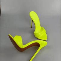 Vasarinės arklių plaukų šlepetės Moteriški batai Superaukšto kulno stiletto basutės Šventinės, podiumo, smailianosės, atvirais pirštais Moteriškos basutės Didelis dydis 46 41 yellow