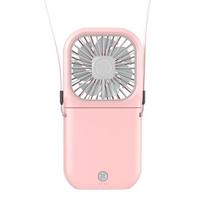 Xiaomi 2025 Hanging Neck Fan 3000mAh Mini Portable Folding USB Mute Power Bank Portable Handheld Desktop Charge Fan rožinė
