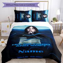 3pcs Custom Name Billie Eilish Bedding Set Duvet Cover Closure Includes 1 Duvet Cover & 2 Pillowcases for All Seasons Bedroom Decor 135cmx200cm white