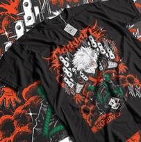 Anime My Hero Academia Bakugo Katsuki T-Shirt Size S-5XL, Manga Gaming Gift L black