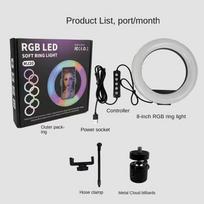 8/10inch Selfie Ring Light RGB Tripod Phone Stand Holder Photography RingLight Circle Fill Light Led Color Lamp Trepied Makeup balta